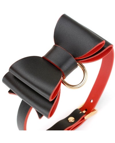 Collier Laisse Bowtie Noir et Rouge sextoys et accessoires sur La Boutique du Hard