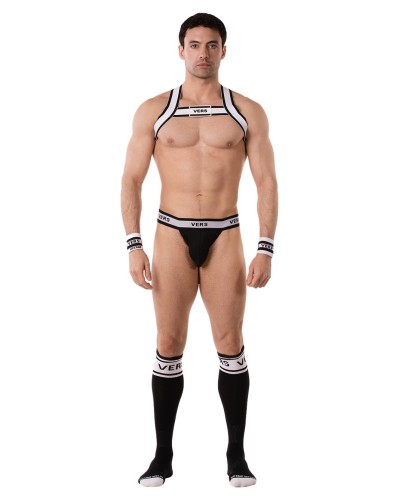 Harnais √©lastique Vers Noir-Blanc sextoys et accessoires sur La Boutique du Hard