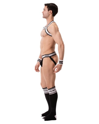 Harnais √©lastique Vers Noir-Blanc sextoys et accessoires sur La Boutique du Hard