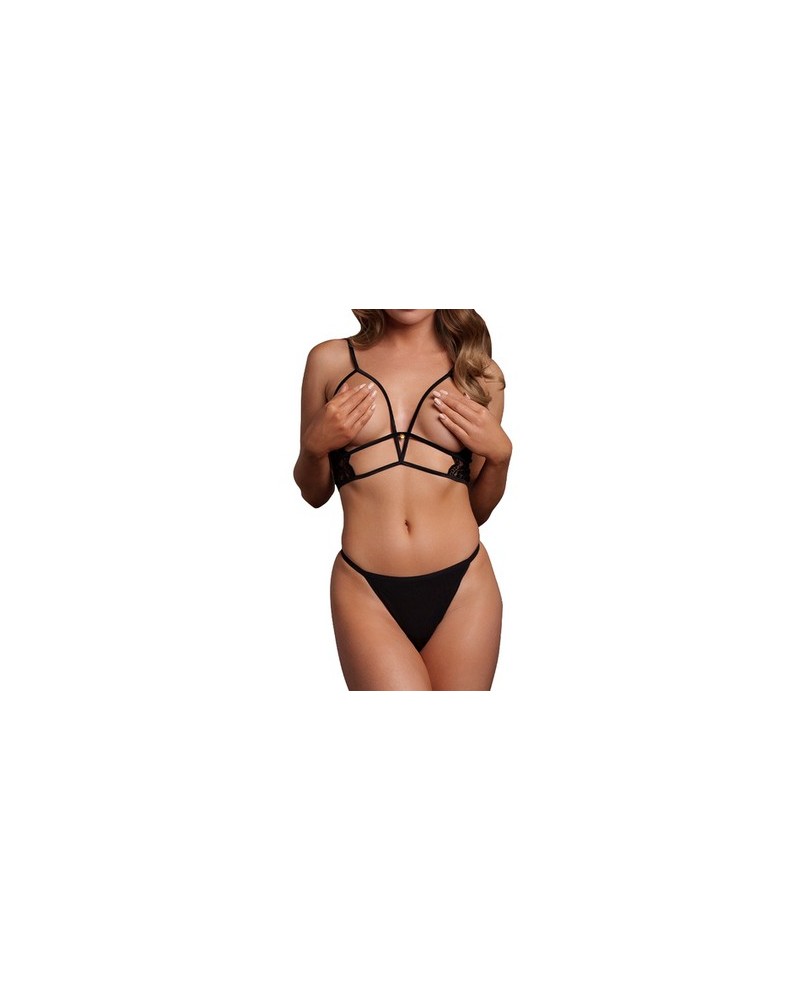Soutien-gorge Triangle Ouvert Charma Noir sextoys et accessoires sur La Boutique du Hard