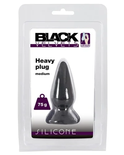 Plug lesté Velbutt M 75g - 8 x 3 cm Noir sextoys et accessoires sur La Boutique du Hard