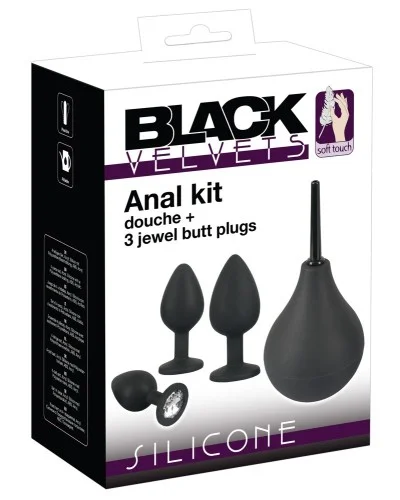 Kit 3 Plugs Bijou Velvet Jewel Noir sextoys et accessoires sur La Boutique du Hard