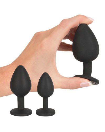 Kit 3 Plugs Bijou Velvet Jewel Noir sextoys et accessoires sur La Boutique du Hard