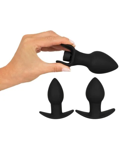 Lot de 3 plugs vibrants Silibutt Noirs sextoys et accessoires sur La Boutique du Hard