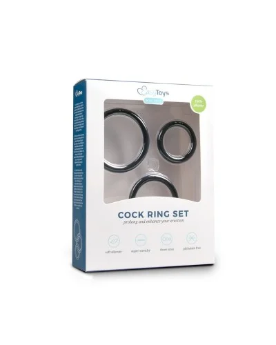 Pack 3 cockrings Silicone Noir pas cher