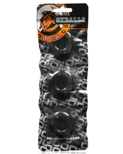 Pack de 3 mini cockrings Oxballs Noir pas cher