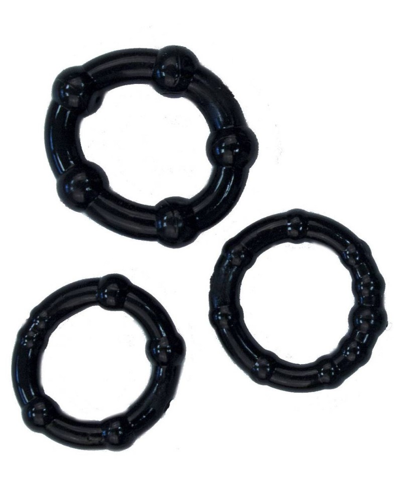 Pack de 3 mini cockrings souples noirs pas cher