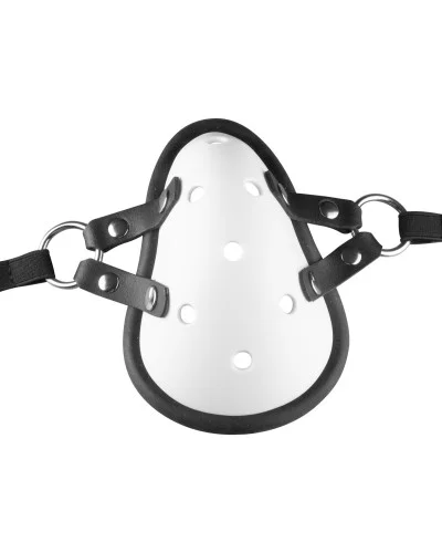 Masque avec Lanières en Cuir « Sniff my .... » Blanc sextoys et accessoires sur La Boutique du Hard