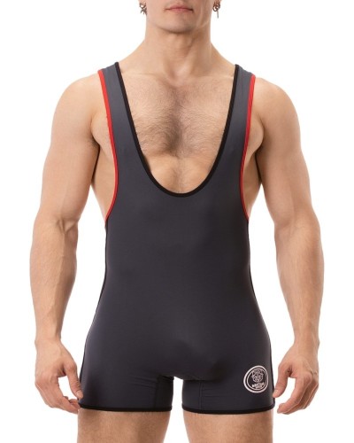 Combi Singlet Allan Anthracite-Rouge sextoys et accessoires sur La Boutique du Hard