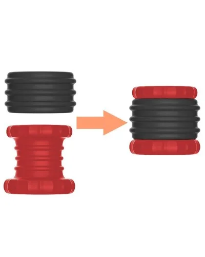 Ballstretcher Soqlo 35 mm - Hauteur 5 cm Noir-Rouge sextoys et accessoires sur La Boutique du Hard