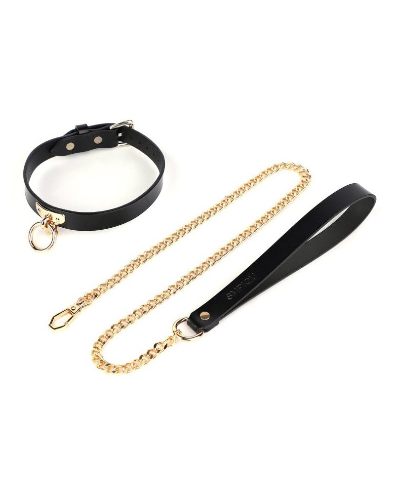 Collier-Laisse Tee Ring Noir sextoys et accessoires sur La Boutique du Hard