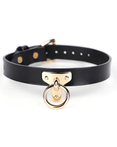 Collier-Laisse Tee Ring Noir sextoys et accessoires sur La Boutique du Hard