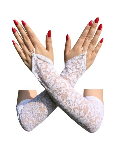 Mitaines Longues NESSA Blanches sextoys et accessoires sur La Boutique du Hard