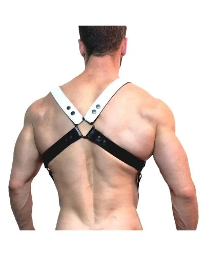 Harnais Bicolore avec Anneau Pénien Bikharness Noir et Blanc sextoys et accessoires sur La Boutique du Hard