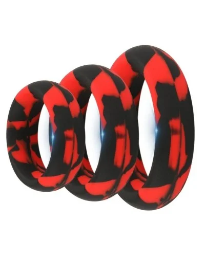 Pack 3 Cockrings Silimix Rouge-Noir sextoys et accessoires sur La Boutique du Hard