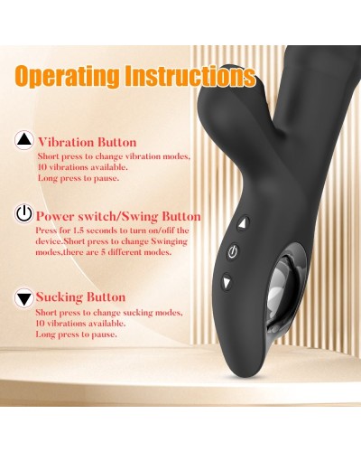 Vibro Rabbit Vibections 14 x 3.5cm Noir sextoys et accessoires sur La Boutique du Hard