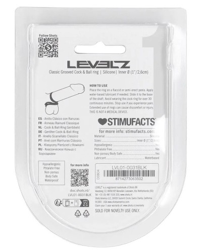 Ballstretcher Grooved Noir Noir sextoys et accessoires sur La Boutique du Hard