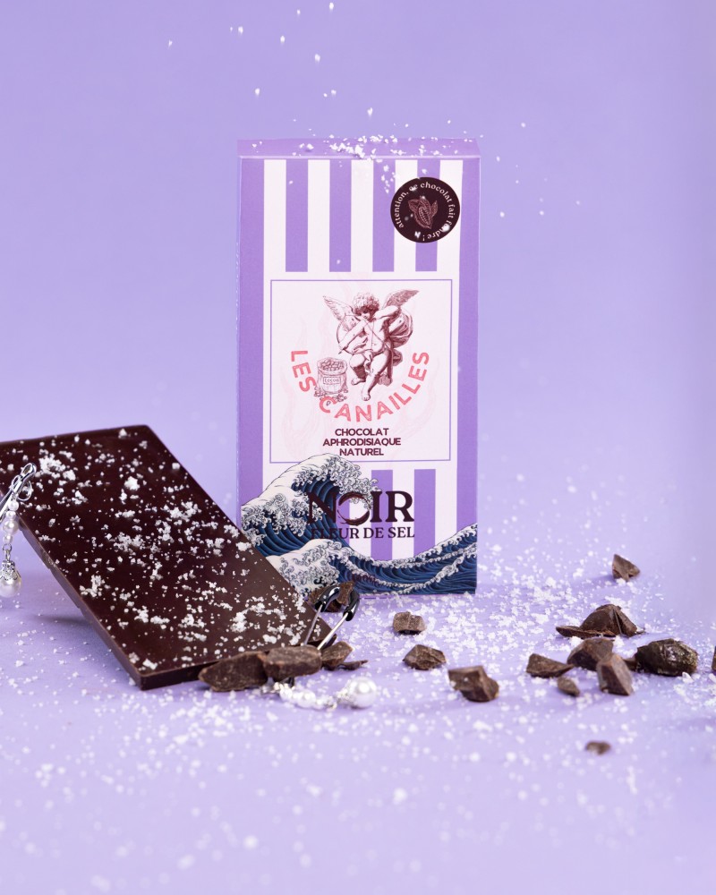 Tablette de Chocolat Aphrodisiaque Noir Fleur de Sel 100g sextoys et accessoires sur La Boutique du Hard