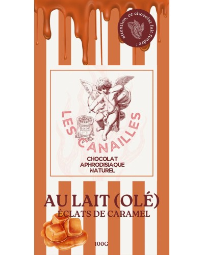 Tablette de Chocolat Aphrodisiaque Au lait (Olé) Éclats de Caramel 100g sextoys et accessoires sur La Boutique du Hard