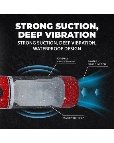 Masturbateur TechnoThrust Vibrations et Succion Rouge sextoys et accessoires sur La Boutique du Hard