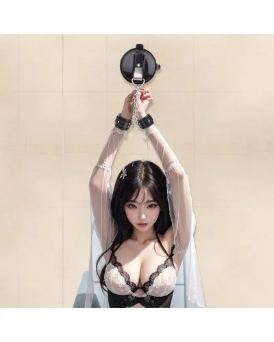 Menottes avec Ventouse Strongcup Noires sextoys et accessoires sur La Boutique du Hard