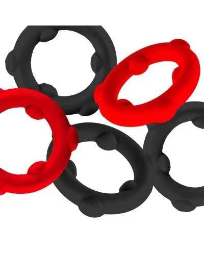 Lot de 5 Cockrings Spinner 25 mm Noir-Rouge sextoys et accessoires sur La Boutique du Hard