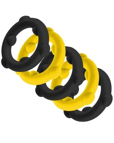 Lot de 5 Cockrings Spinner 25 mm Noir-Jaune sextoys et accessoires sur La Boutique du Hard