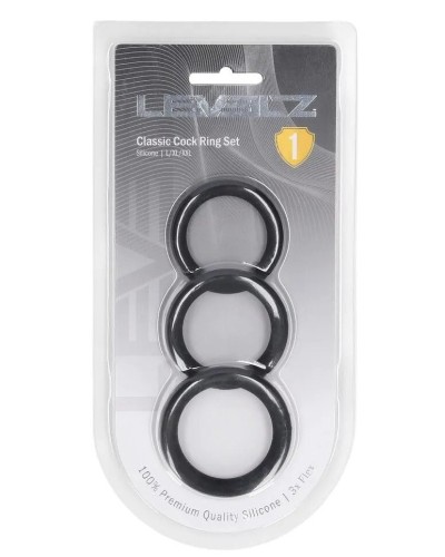 Lot de 3 Cockrings Silicone Classic Levelz 33-39mm sextoys et accessoires sur La Boutique du Hard