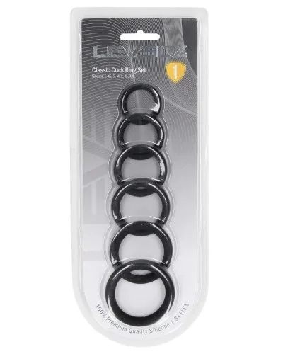 Lot de 6 Cockrings Silicone Classic Levelz 23-39mm sextoys et accessoires sur La Boutique du Hard