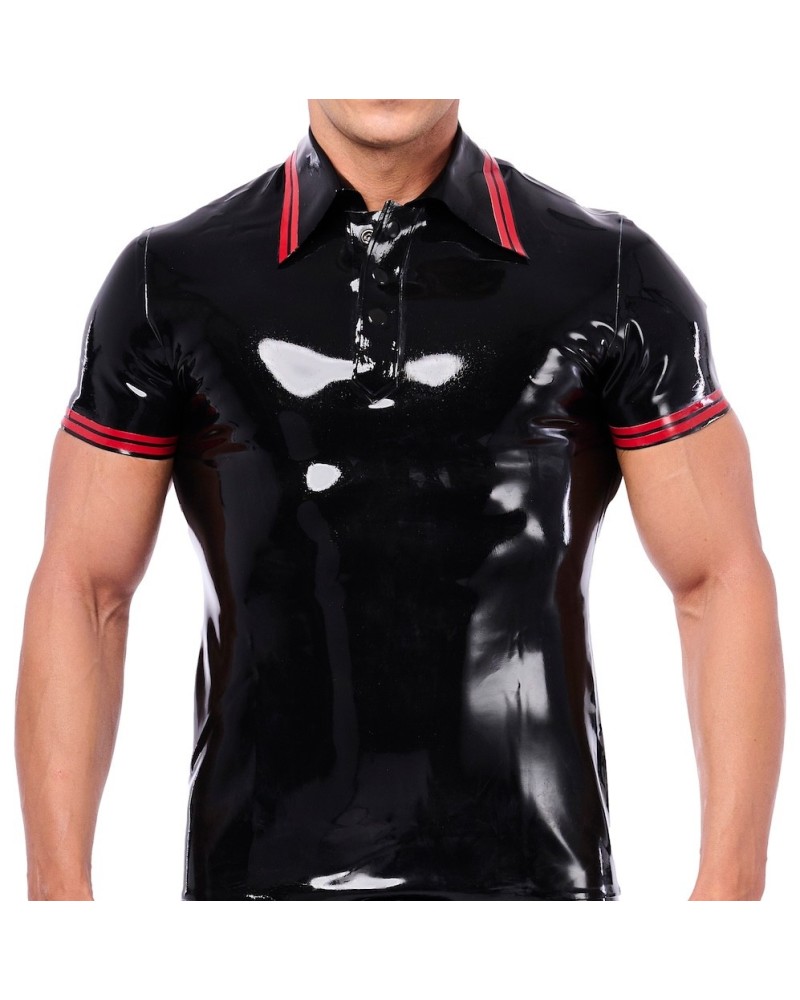 Polo en latex Xrub Noir-Rouge sextoys et accessoires sur La Boutique du Hard