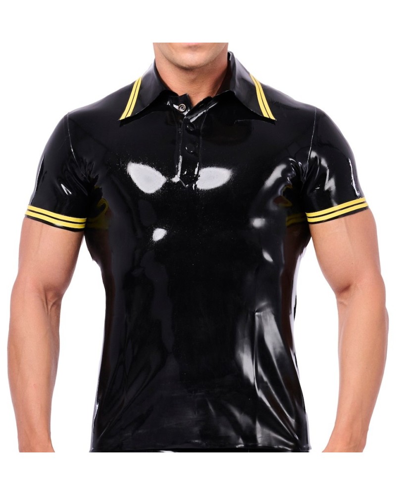 Polo en latex Xrub Noir-Jaune sextoys et accessoires sur La Boutique du Hard