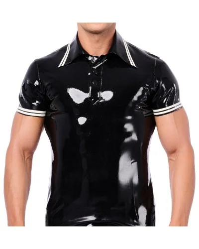 Polo en latex Xrub Noir-Blanc sextoys et accessoires sur La Boutique du Hard