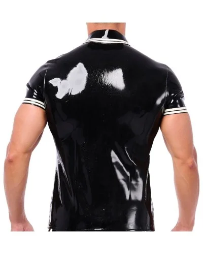 Polo en latex Xrub Noir-Blanc sextoys et accessoires sur La Boutique du Hard