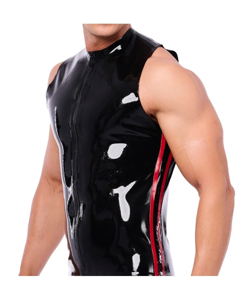 Débardeur en latex Xrub avec Zip Noir-Rouge sextoys et accessoires sur La Boutique du Hard