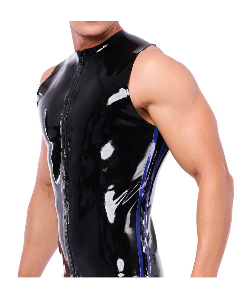 Débardeur en latex Xrub avec Zip Noir-Bleu sextoys et accessoires sur La Boutique du Hard
