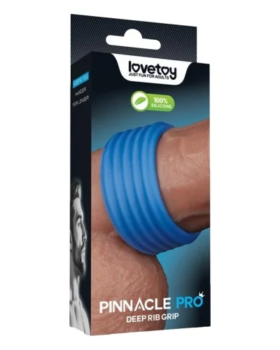 Cockring Deep Rib Grip 35 mm Bleu sextoys et accessoires sur La Boutique du Hard