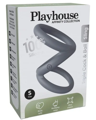Cockring Triplicock Gris S 40mm sextoys et accessoires sur La Boutique du Hard
