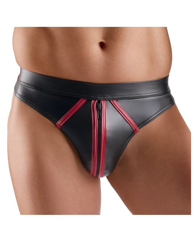 String avec zip Menecio Noir-Rouge sextoys et accessoires sur La Boutique du Hard
