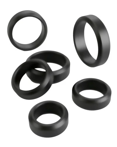 Lot de 6 Cockrings Cock & Ball 26 à 56 mm Noirs