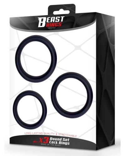Lot de 3 Cockrings épais Forthoz 42-52 mm Noirs