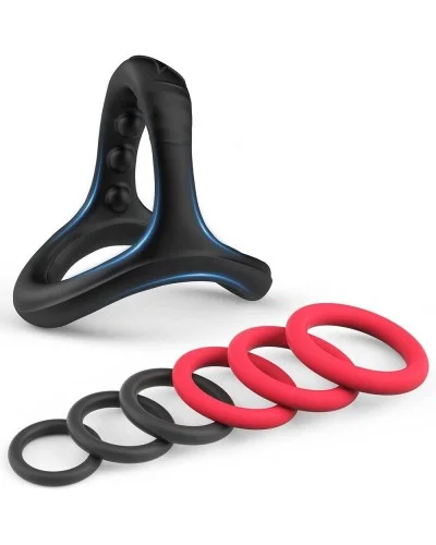 Pack 7 Cockrings Full Erect Noir-Rouge