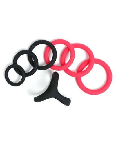 Pack 7 Cockrings Full Erect Noir-Rouge