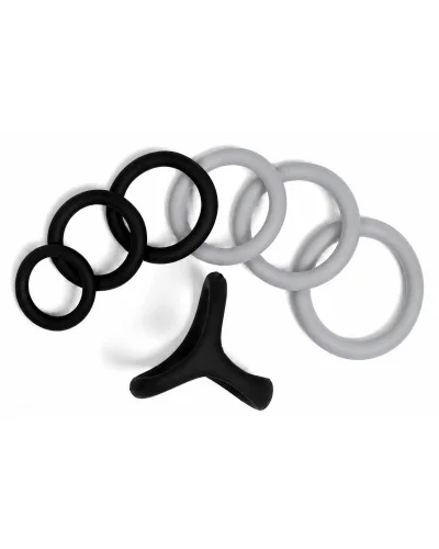 Pack 7 Cockrings Full Erect Noir-Gris