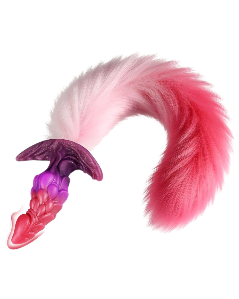 Plug dragon queue de renard Drakonyx 13 x 4.6cm queue 40 cm roses