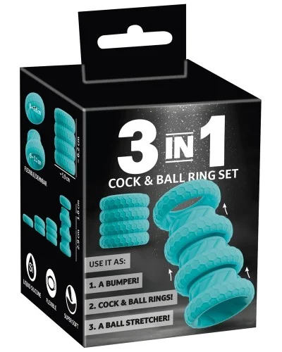 Set de 4 Anneaux Cock & Ball 3 in 1 - 31mm