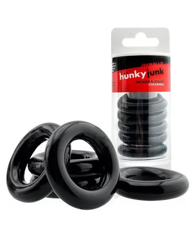 Lot de 5 Cockrings étirables Jacker 5-Stack 22mm Noirs