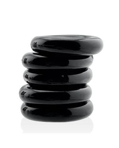 Lot de 5 Cockrings étirables Jacker 5-Stack 22mm Noirs