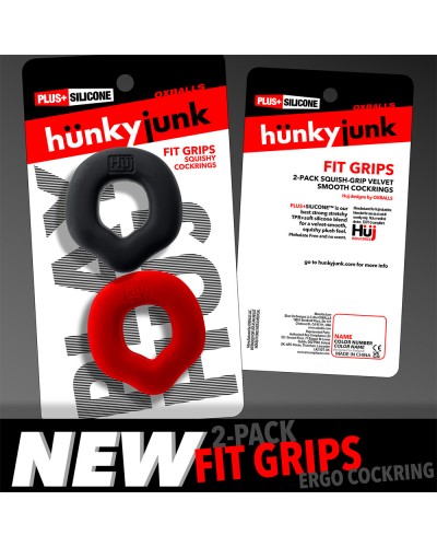 Lot de 2 Cockrings Fit Grips 25 mm Noir-Rouge