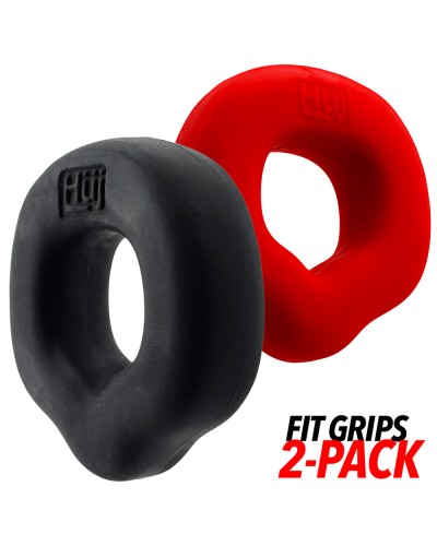 Lot de 2 Cockrings Fit Grips 25 mm Noir-Rouge