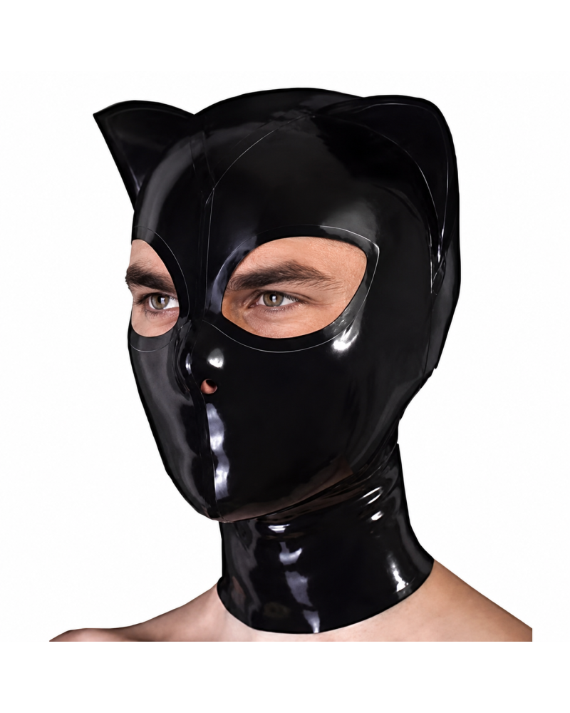 Cagoule en latex Full Cat Noire